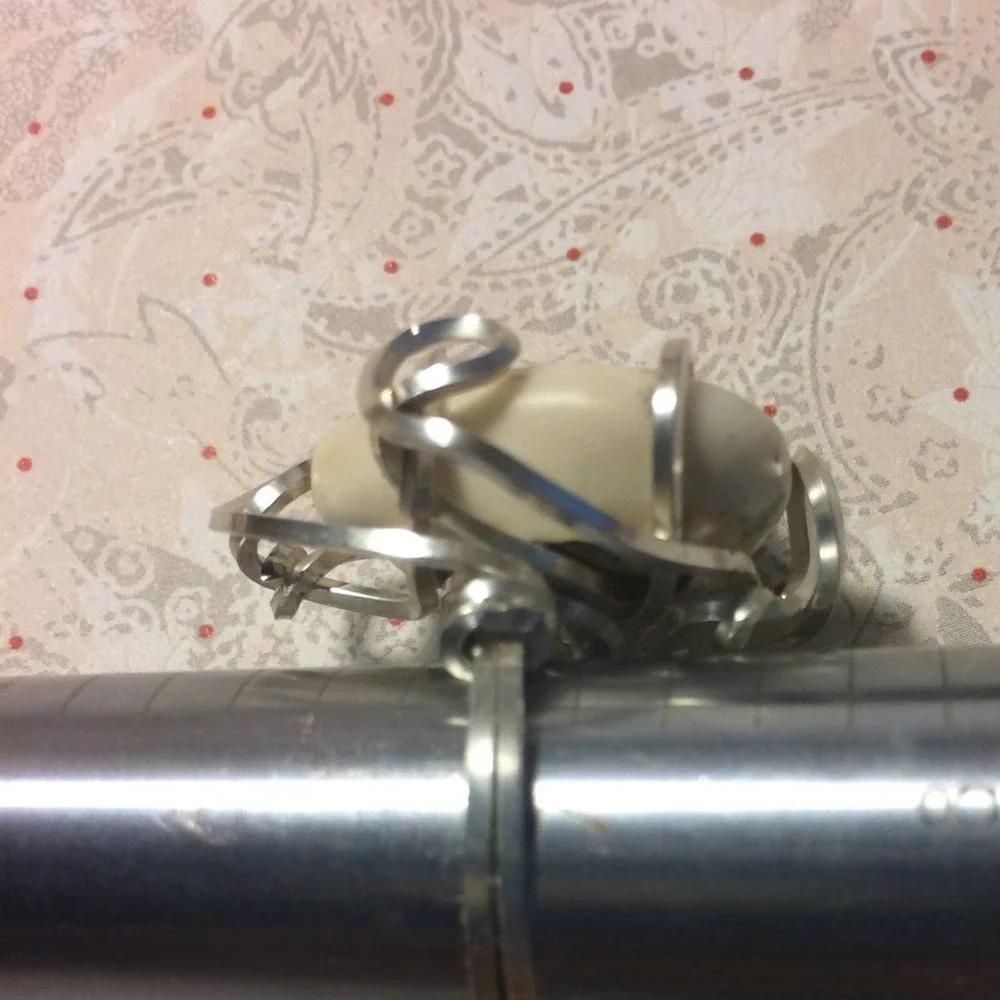 Wirequeen Artisan Wire Wrap Cowrie Shell Ring in  18Gage SS Sizes  8 9 10 - Picture 2 of 4